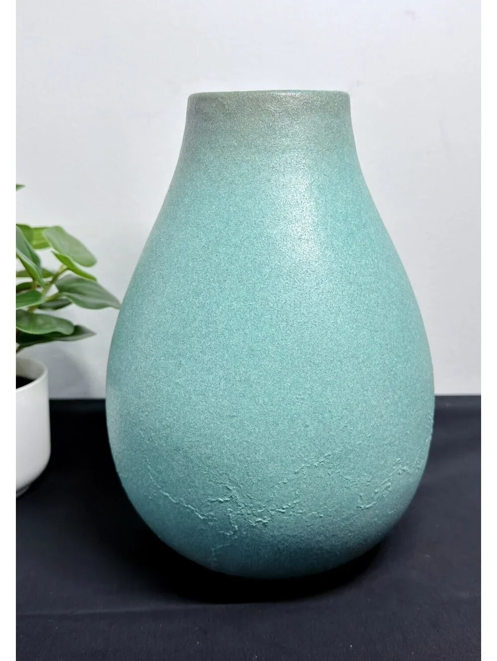 MCM style West Elm Turquoise matte pottery Vase